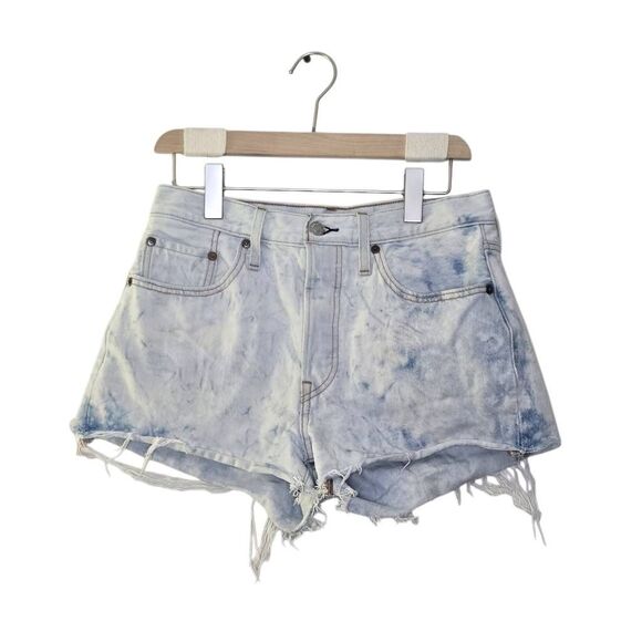 Levi's 501 Shorts Size 28 Cut-Offs Tie Dye Denim Blue Jeans - Picture 1 of 6